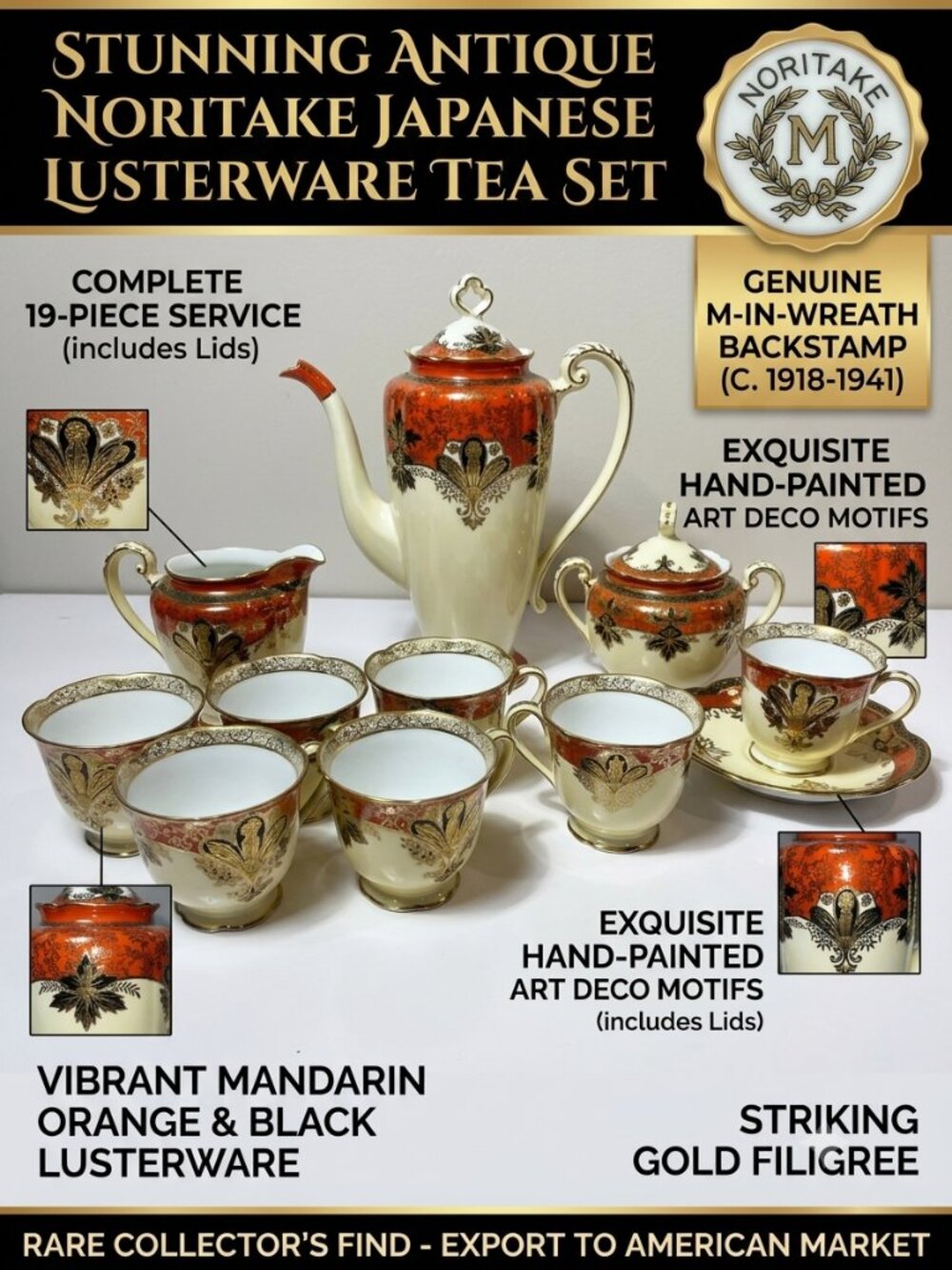 Vintage Noritake 19pc Tea Set HAND-PAINTED